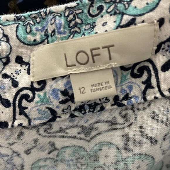 Loft Women's Bohemian Linen Blend Wrap Skirt Paisley Pattern Soft Retro Size 12 - Picture 3 of 11